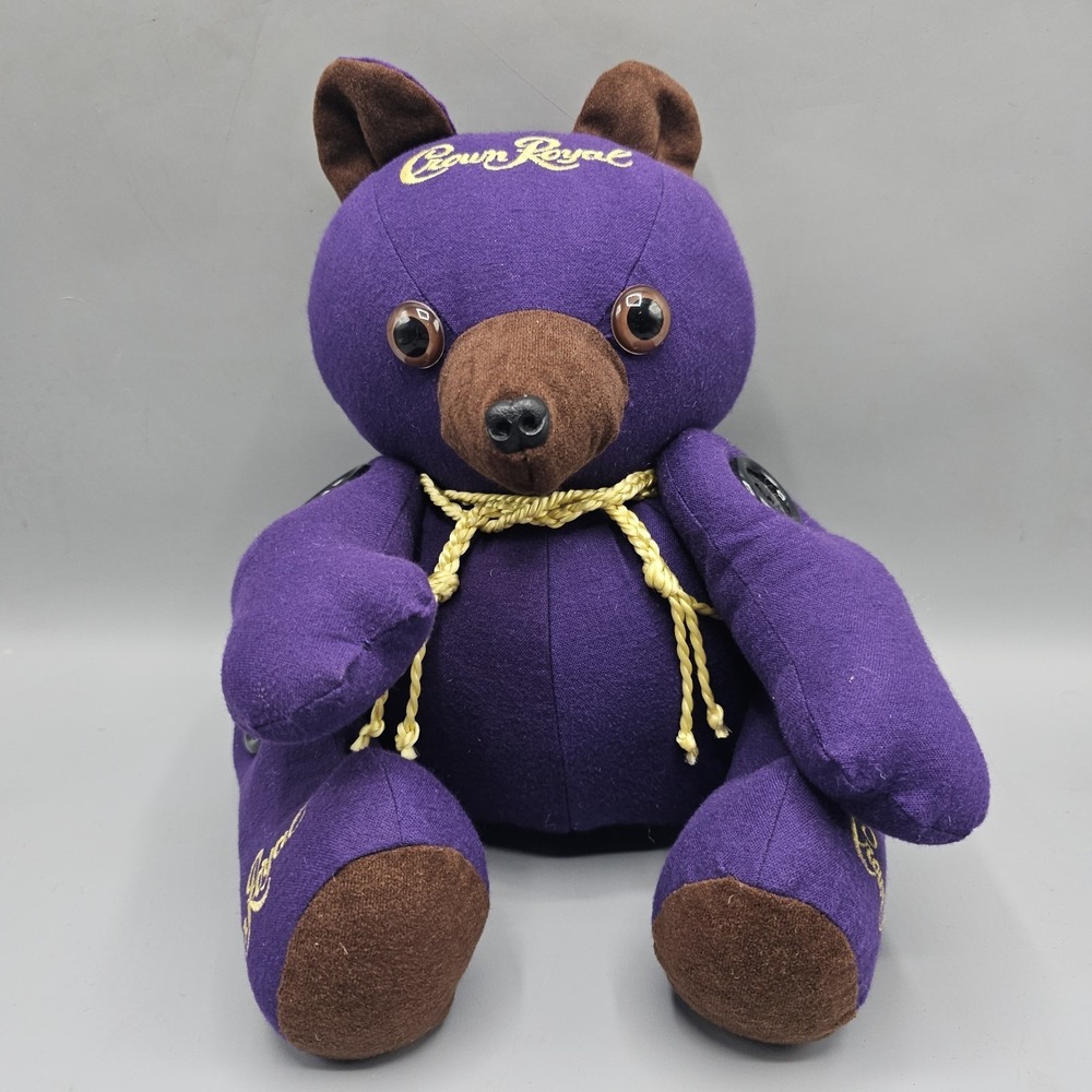 Crown Royal Purple Stuffed Articulating Memory Teddy Bear Hand Made Collectible
